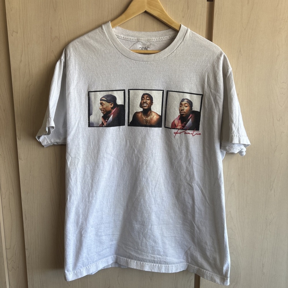 Primitive x Tupac Truth White Crew Neck T-Shirt Mens Size Large GUC